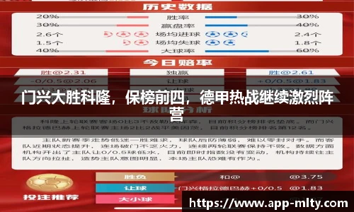 门兴大胜科隆,保榜前四,德甲热战继续激烈阵营